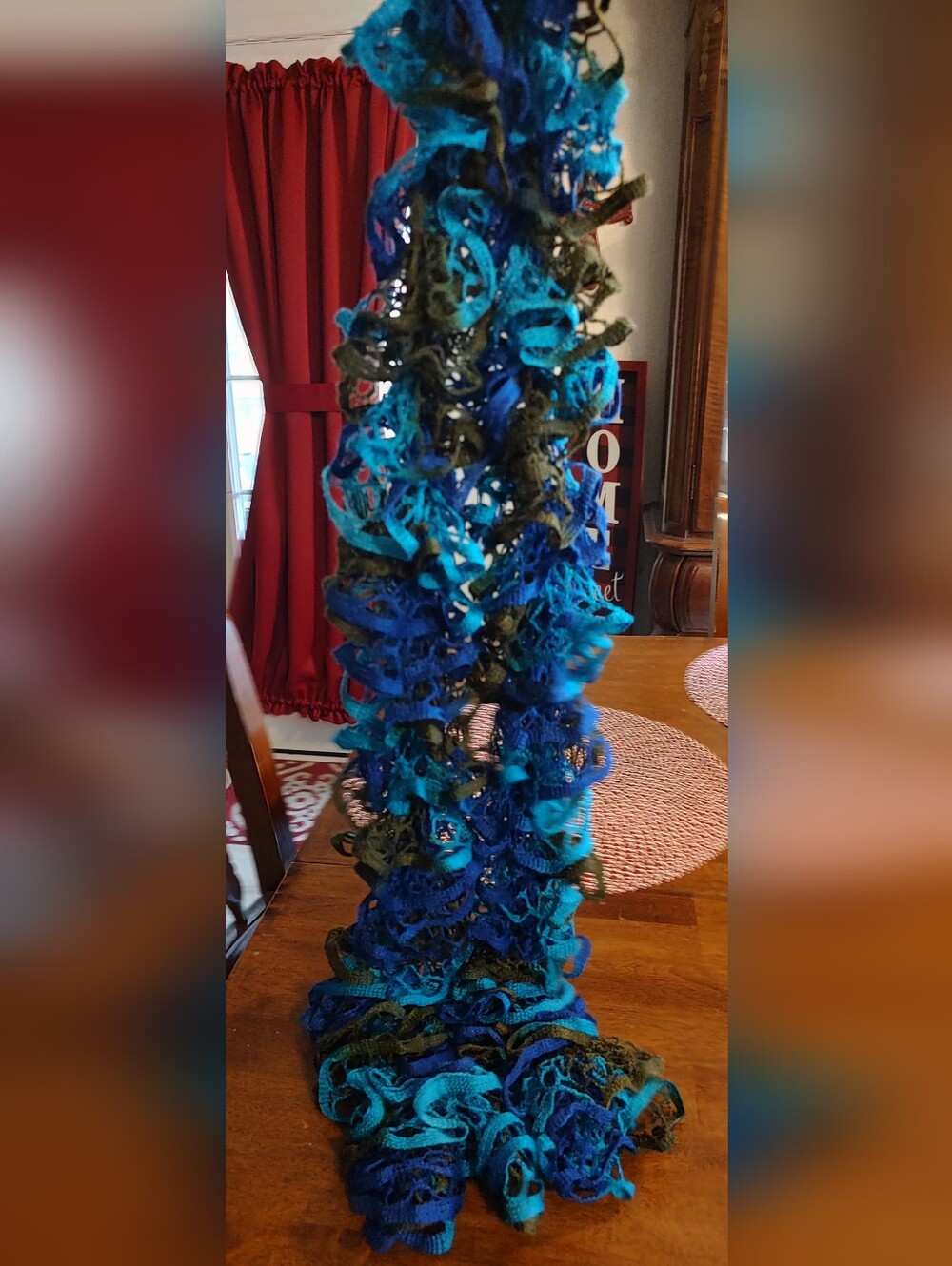 Handmade Blue Teal Ruffle Scarf